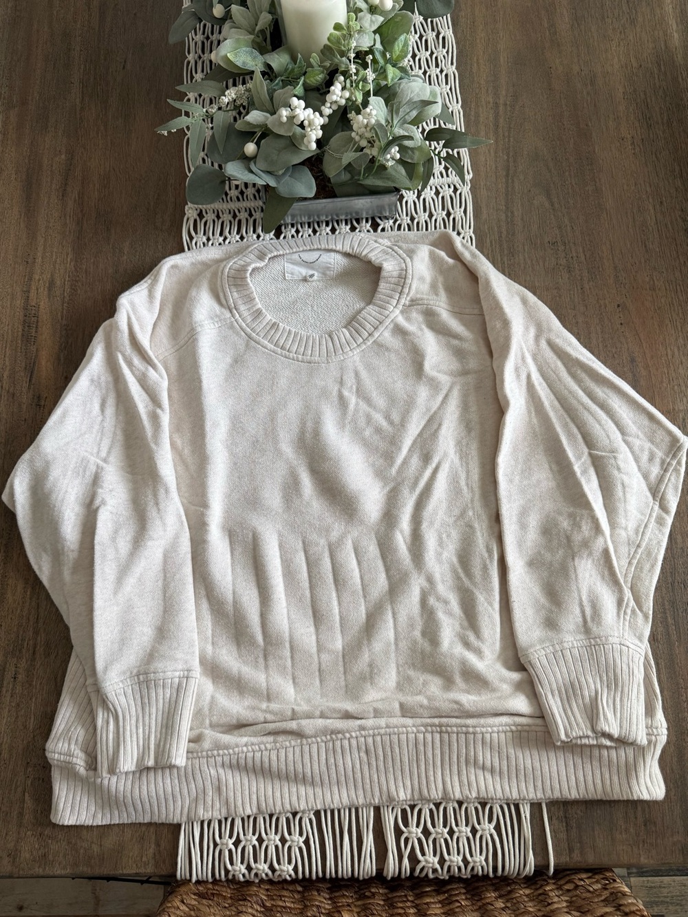 aerie Cream Scoopneck Lightweight Sweater